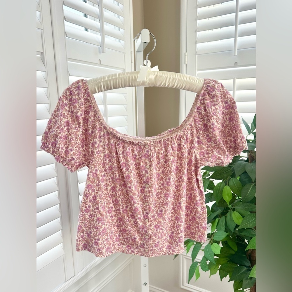 American Eagle Floral Boho Puff Short Sleeve Top Size Small NWT